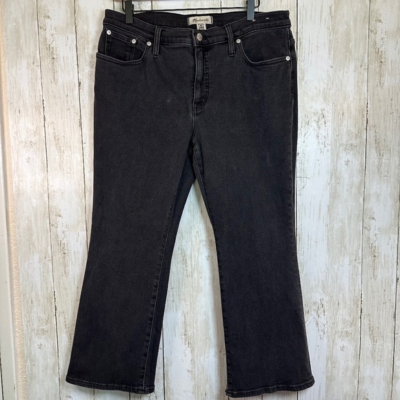 MADEWELL  Petite Kick Out Crop Jean Faded Black Rinse Wash 32P Stretch Pockets - Picture 1 of 16